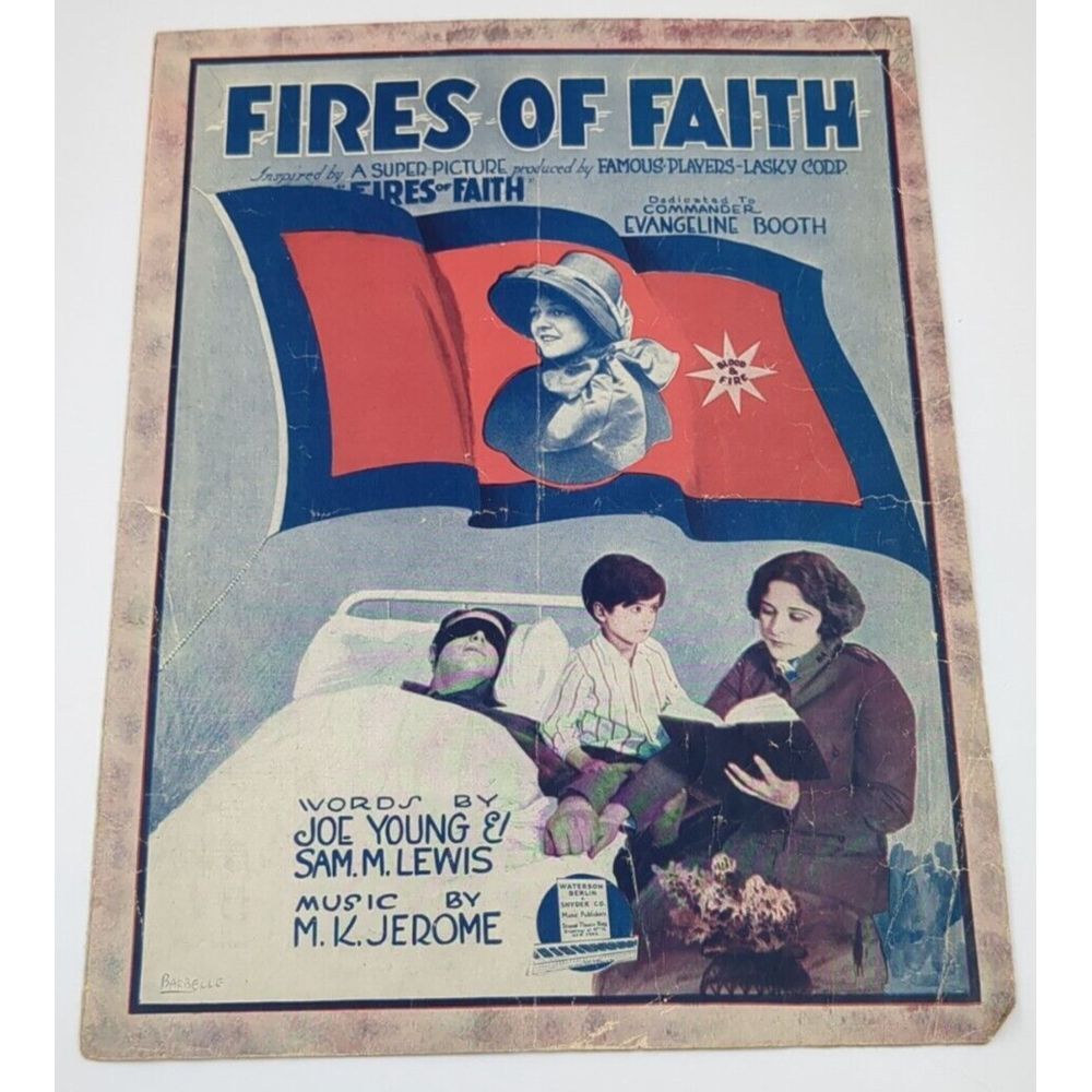 Fires of Faith Sheet Music‎ Salvation Army Movie Evangeline Booth 1919 Vintage